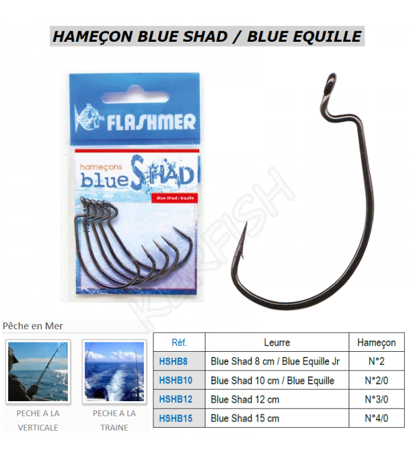 HAMEÇONS TEXAN BLUE EQUILLE / BLUE SHAD FLASHMER N° 2