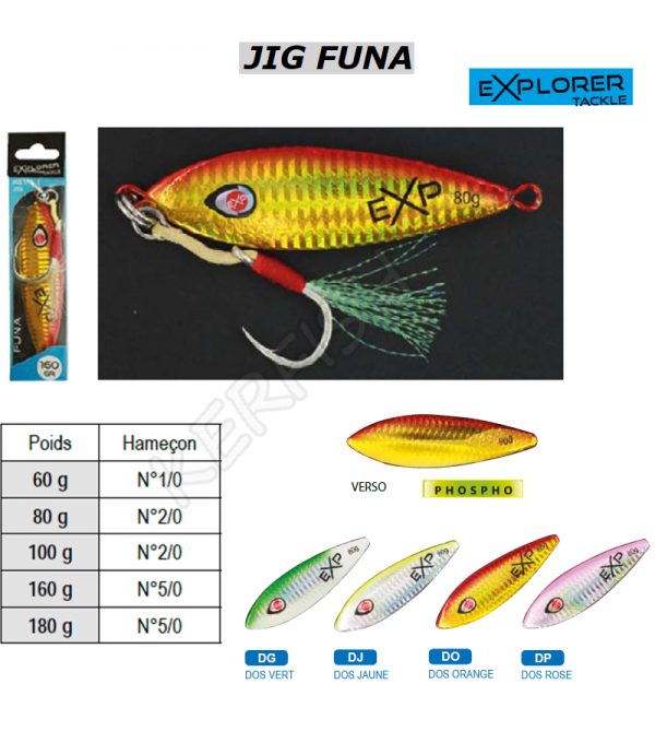 LEURRE EXPLORER TACKLE JIG FUNA 100G - Slow Jigs