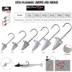 Tête Plombée Scratch Tackle Aero Jig Head 5g Nº2/0