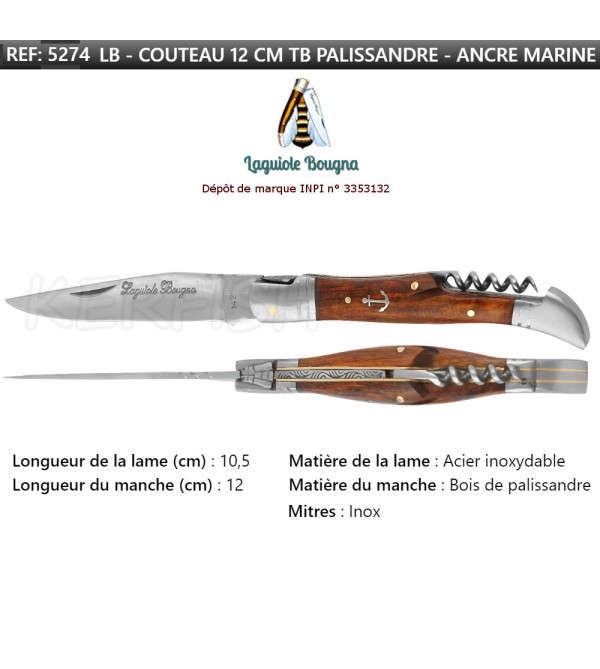 Couteau Pliant n° 5274 TB ANCRE MARINE Laguiole BOUGNA